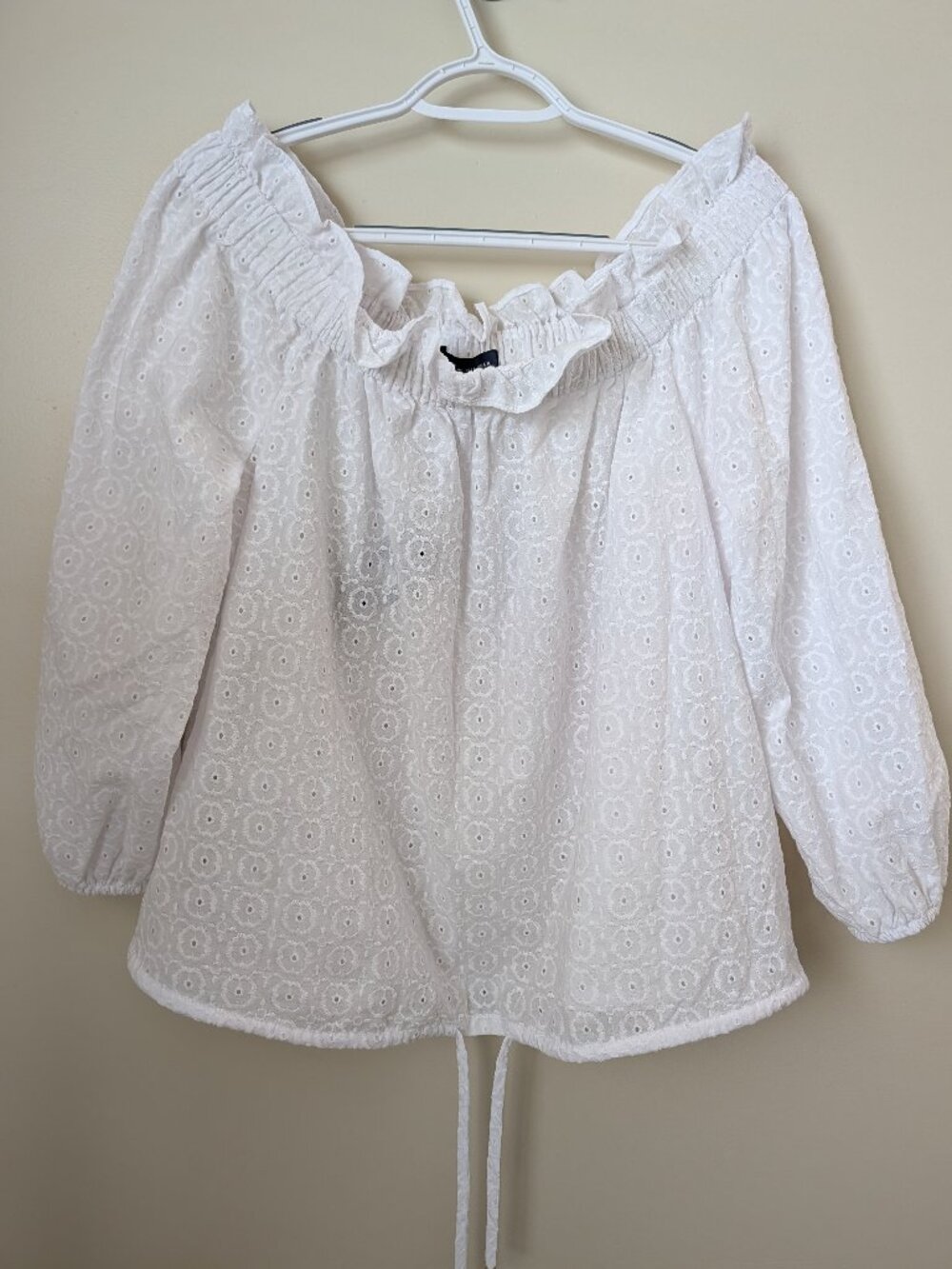 Tommy Hilfiger White Eyelet Crop Top XL | 100% Cotton Boho Lace Blouse NWT
